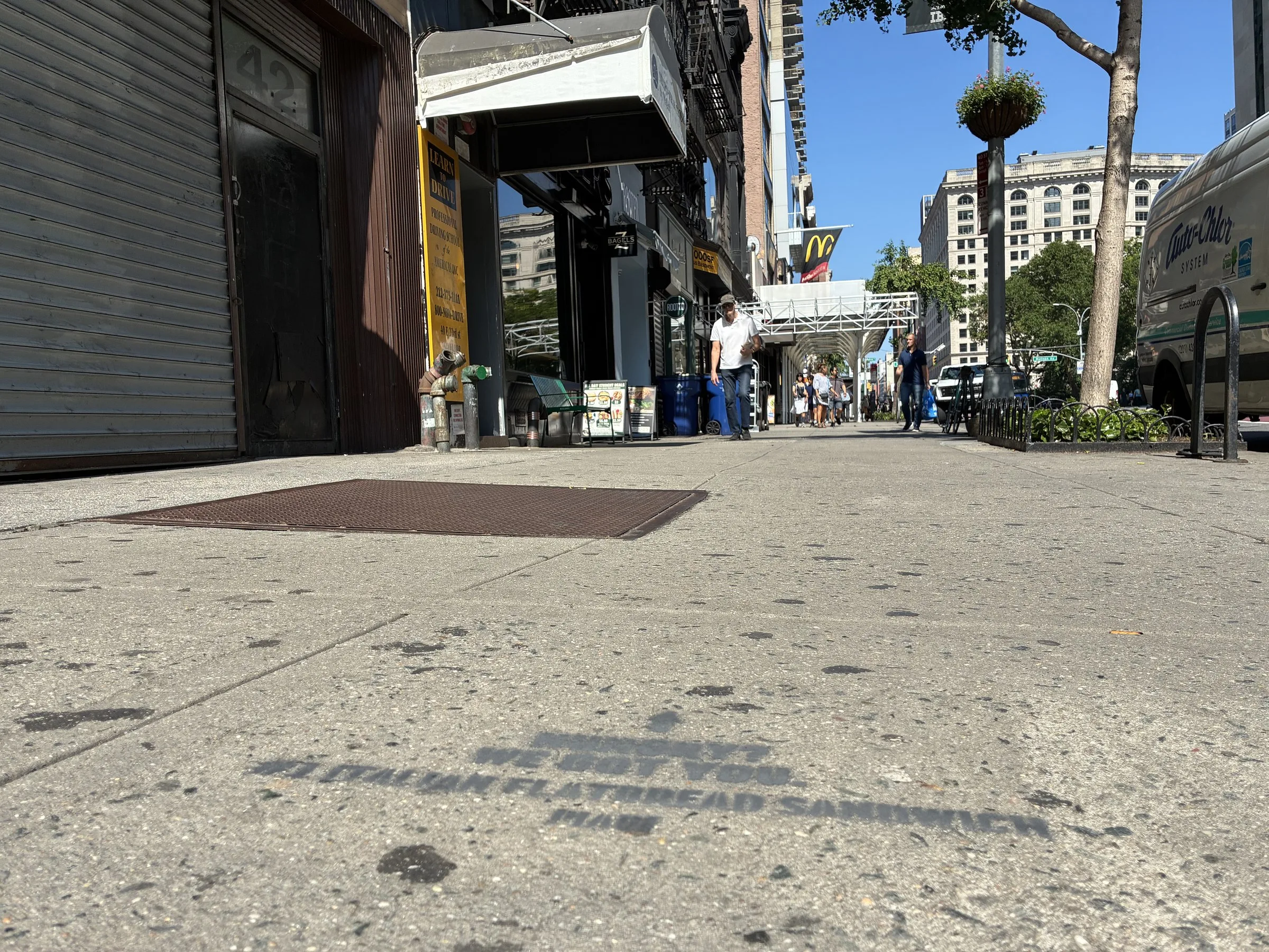 PIADI La Piadineria chalk stencil wayfinding campaign around 23rd St and Broadway in New York by Beyond Street Media