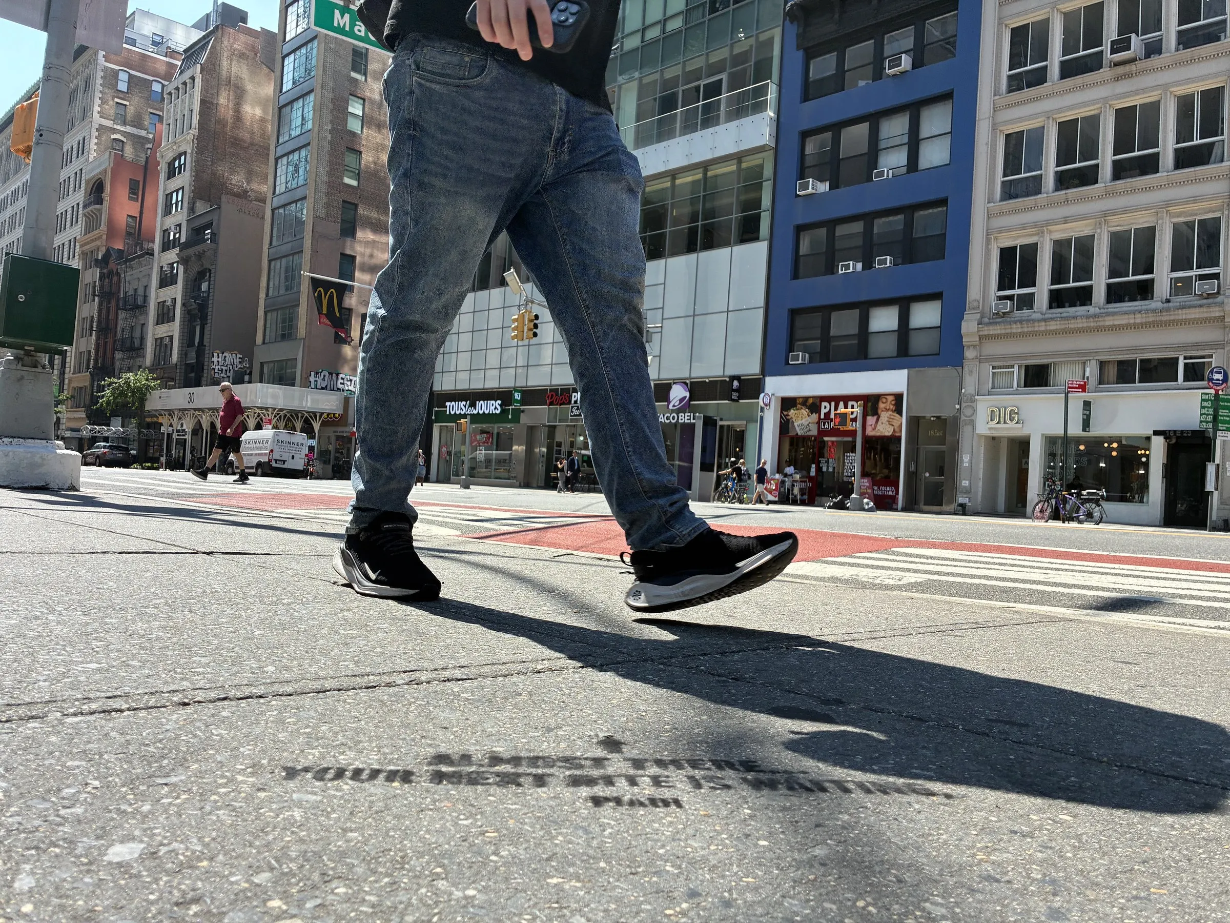 PIADI La Piadineria chalk stencil wayfinding campaign around 23rd St and Broadway in New York by Beyond Street Media