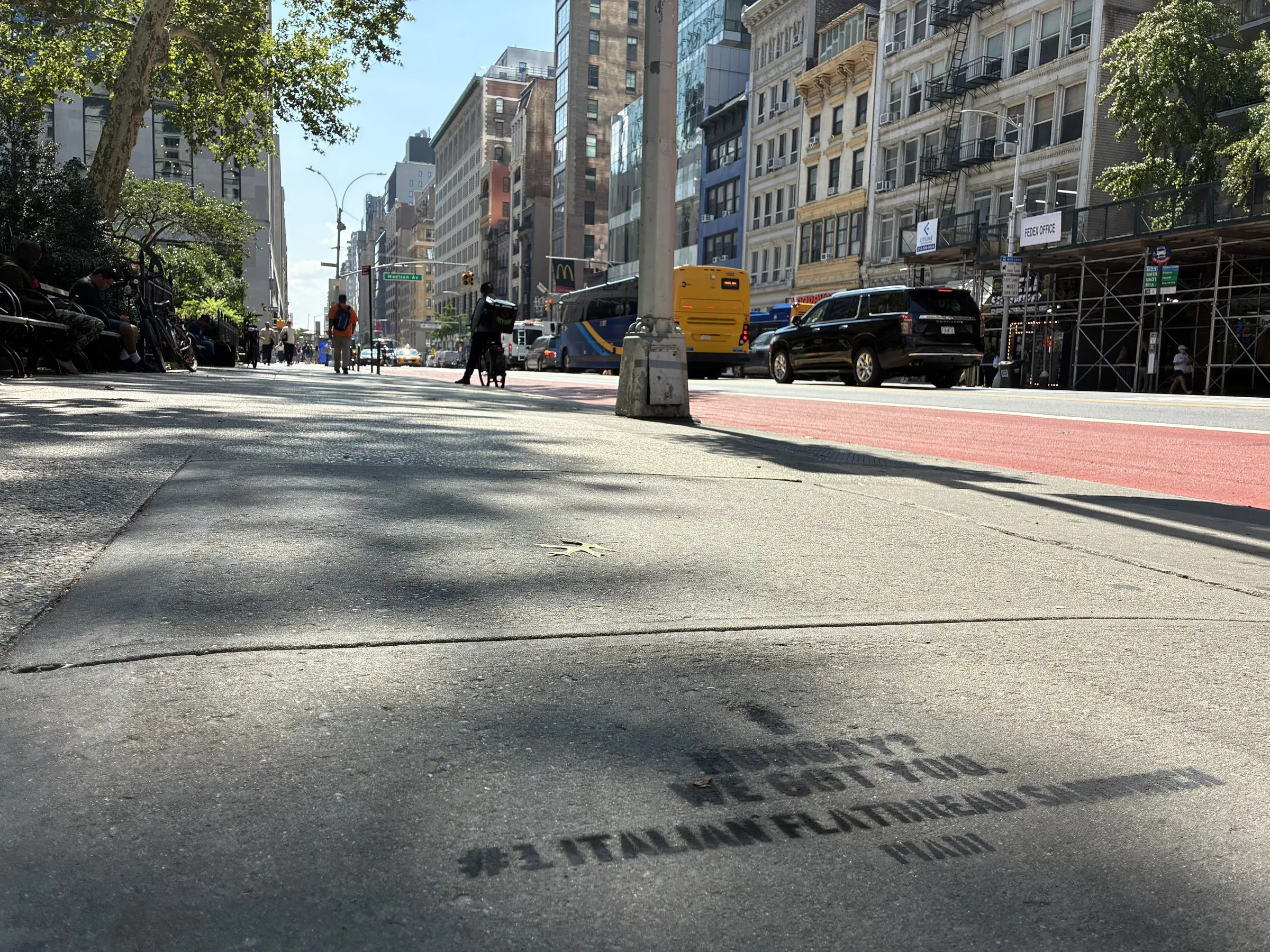 PIADI La Piadineria chalk stencil wayfinding campaign around 23rd St and Broadway in New York by Beyond Street Media