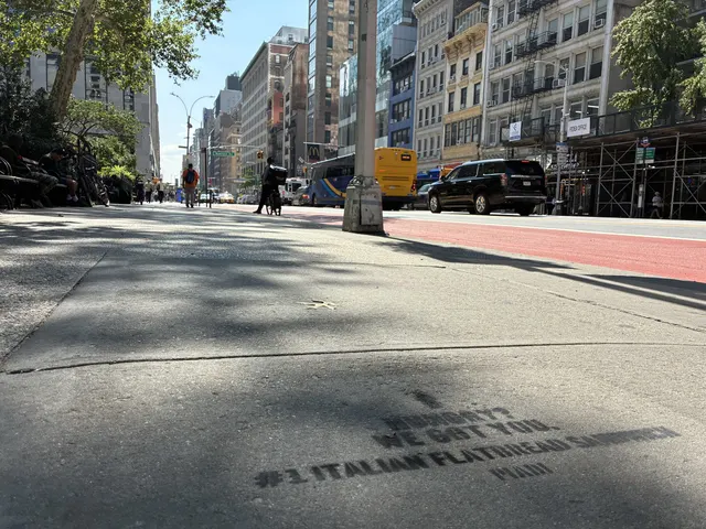 PIADI La Piadineria chalk stencil wayfinding campaign around 23rd St and Broadway in New York by Beyond Street Media