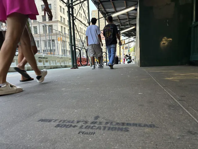 PIADI La Piadineria chalk stencil wayfinding campaign around 23rd St and Broadway in New York by Beyond Street Media