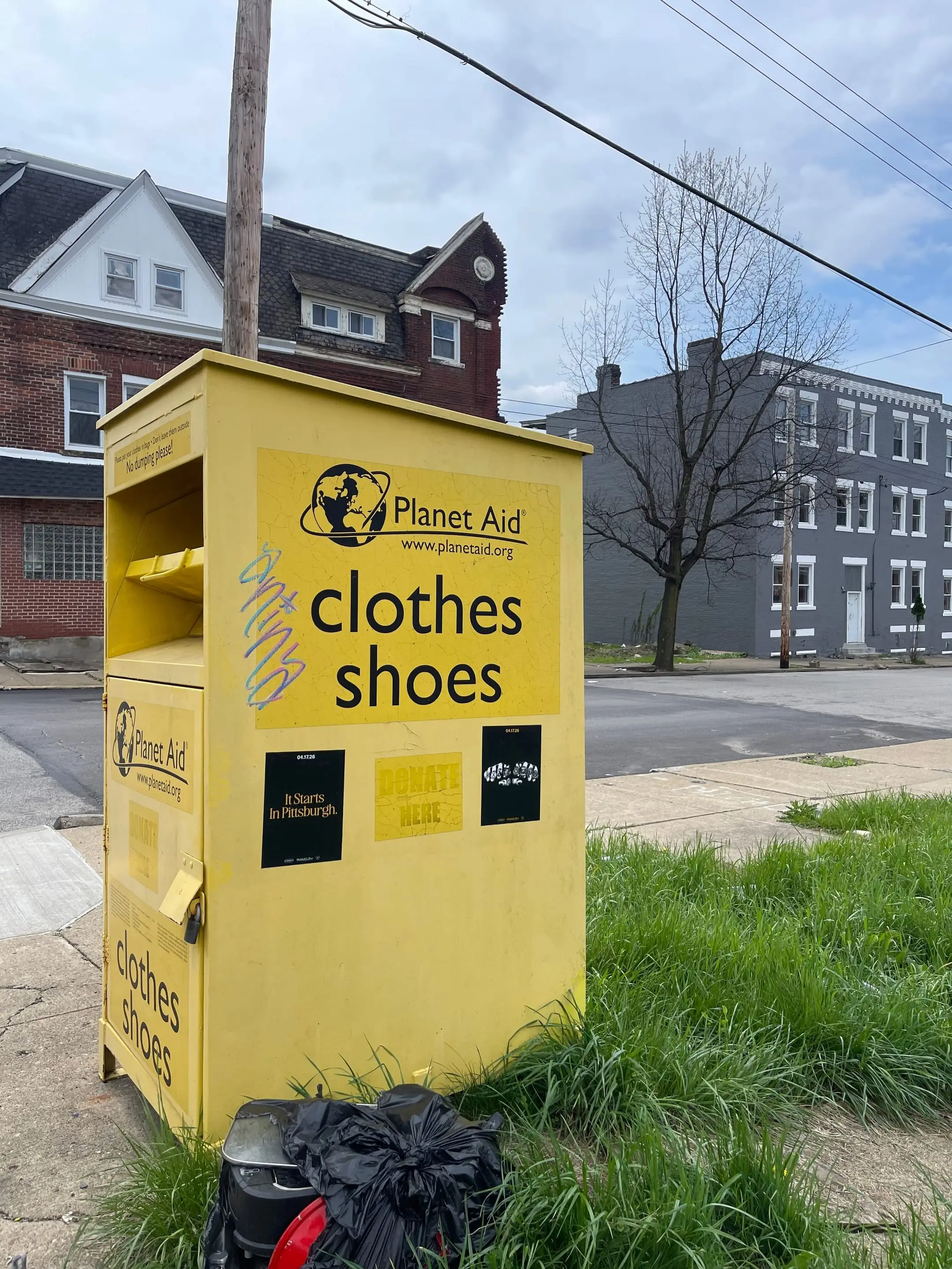 Pole sticker campaign for 'It Starts In Pittsburgh' on city light poles in Pittsburgh, PA by Beyond Street Media