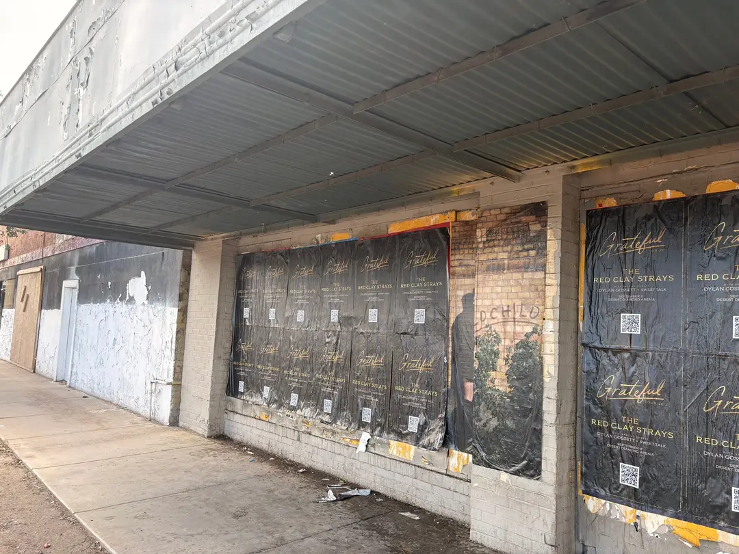 Red Clay Strays wheatpaste show poster in downtown Phoenix by Beyond Street Media (photo 10 of 24).