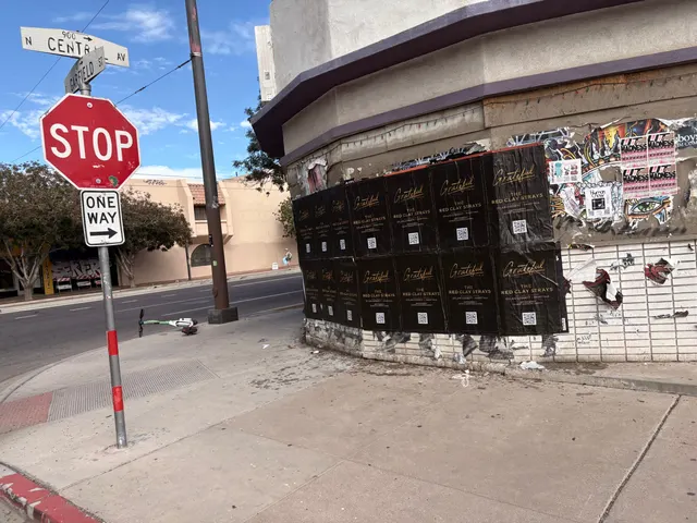 Red Clay Strays wheatpaste show poster in downtown Phoenix by Beyond Street Media (photo 21 of 24).