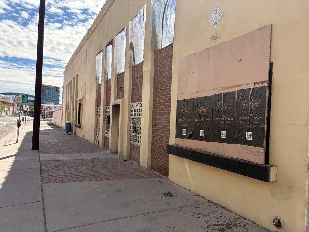 Red Clay Strays wheatpaste show poster in downtown Phoenix by Beyond Street Media (photo 8 of 24).