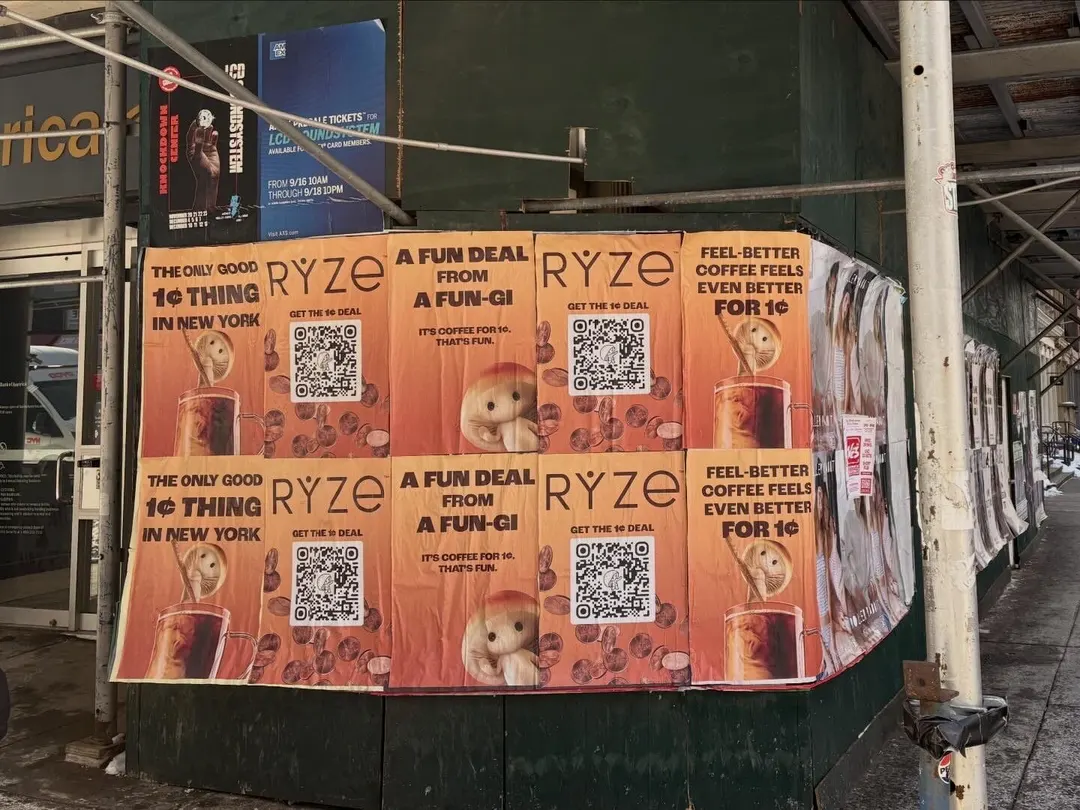 RYZE mushroom coffee wheatpaste poster campaign in New York City by Beyond Street Media (photo 2 of 54).