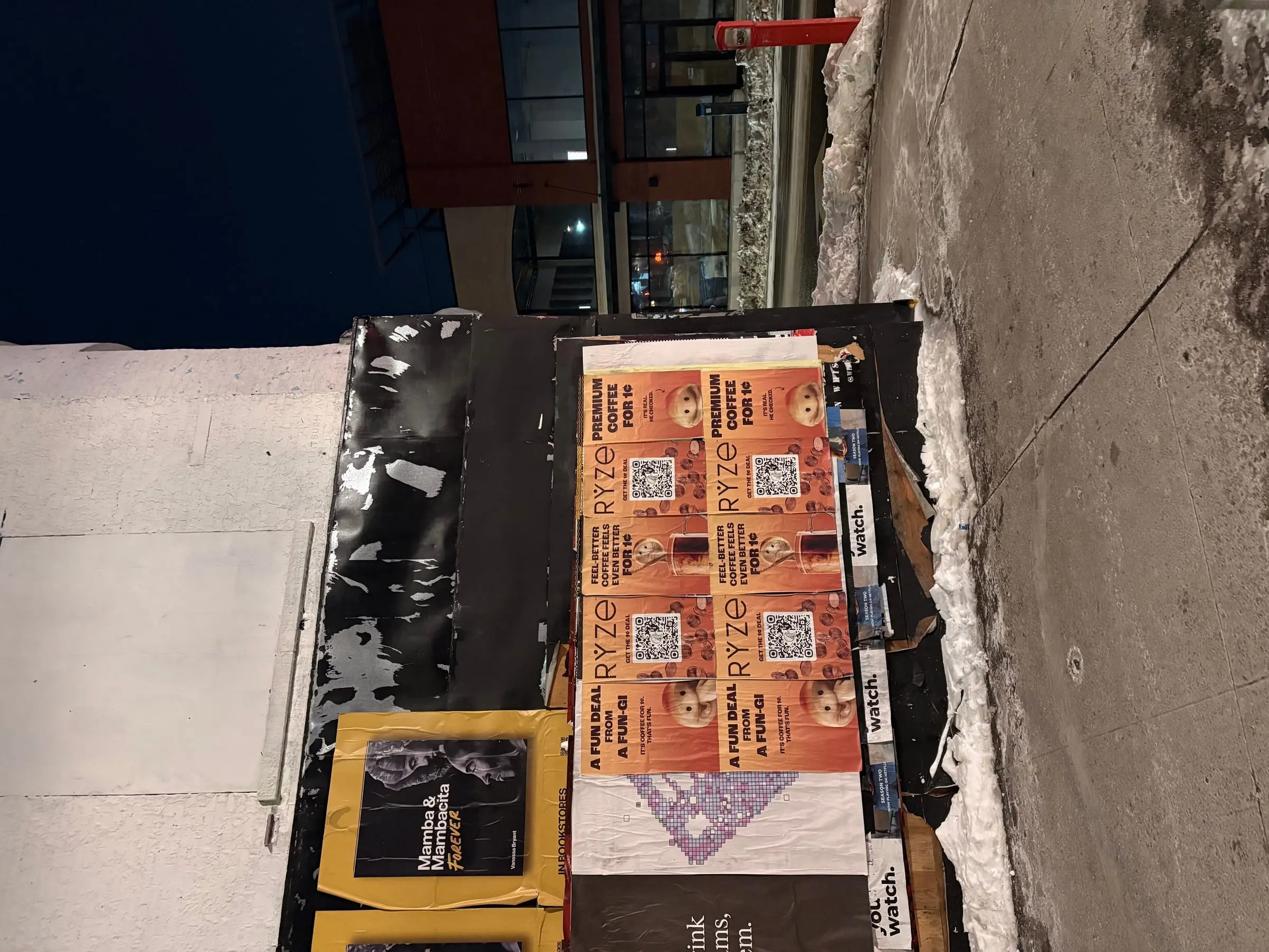 RYZE mushroom coffee wheatpaste poster campaign in New York City, New York City by Beyond Street Media