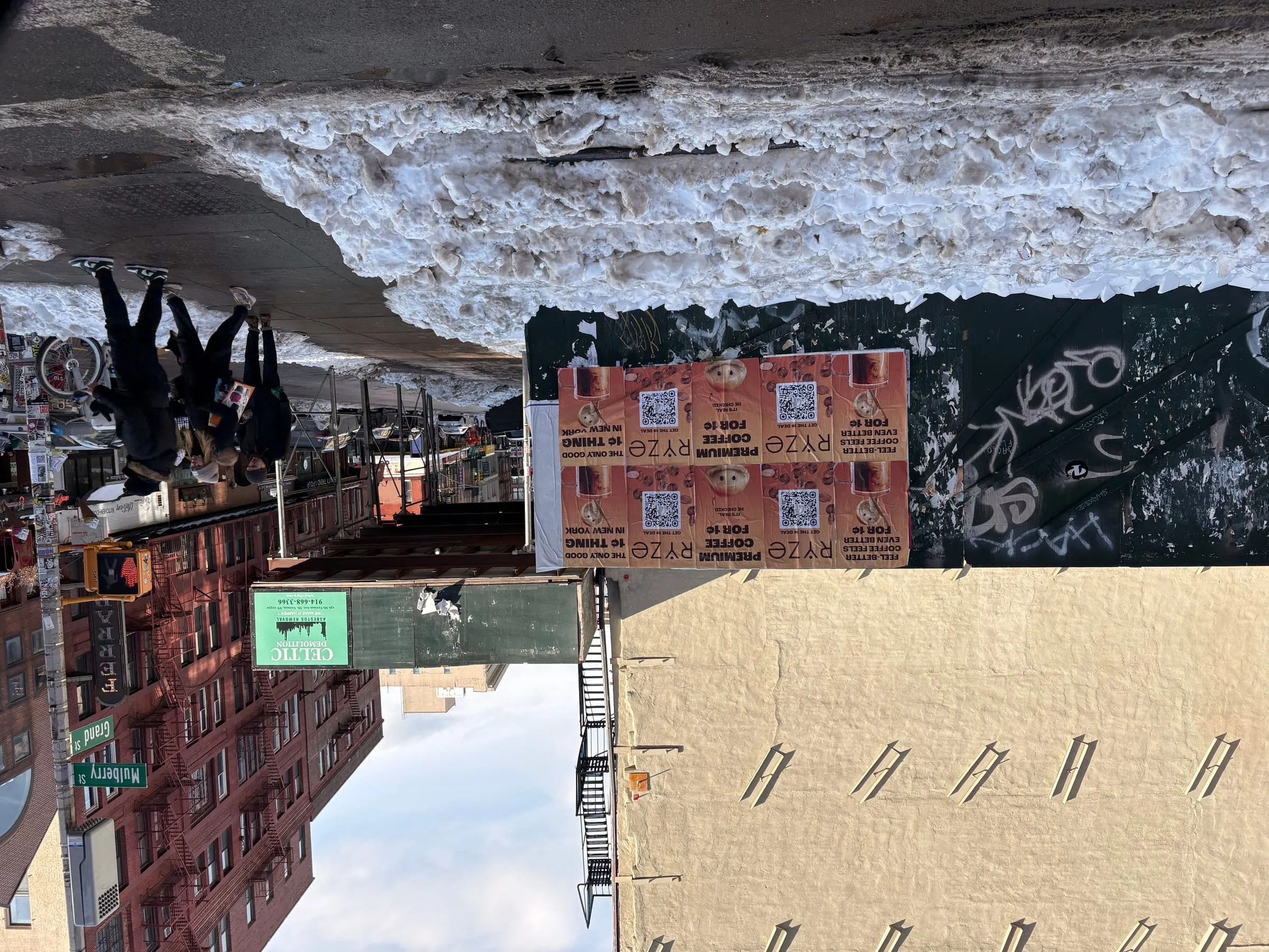 RYZE mushroom coffee wheatpaste poster campaign in New York City, New York City by Beyond Street Media