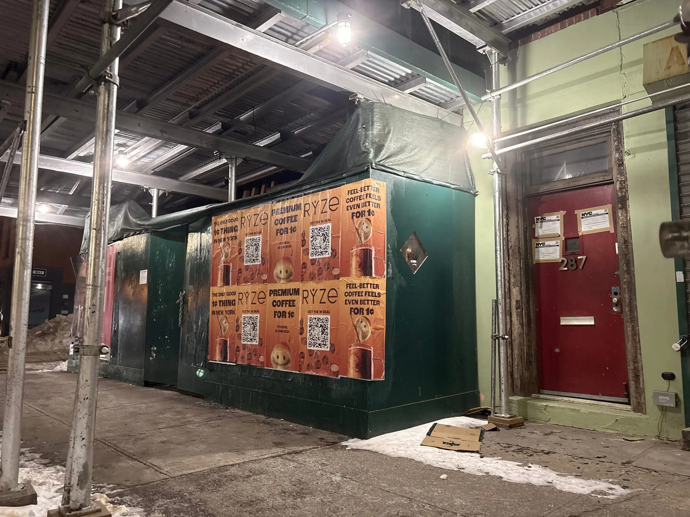 RYZE mushroom coffee wheatpaste poster campaign in New York City, New York City by Beyond Street Media