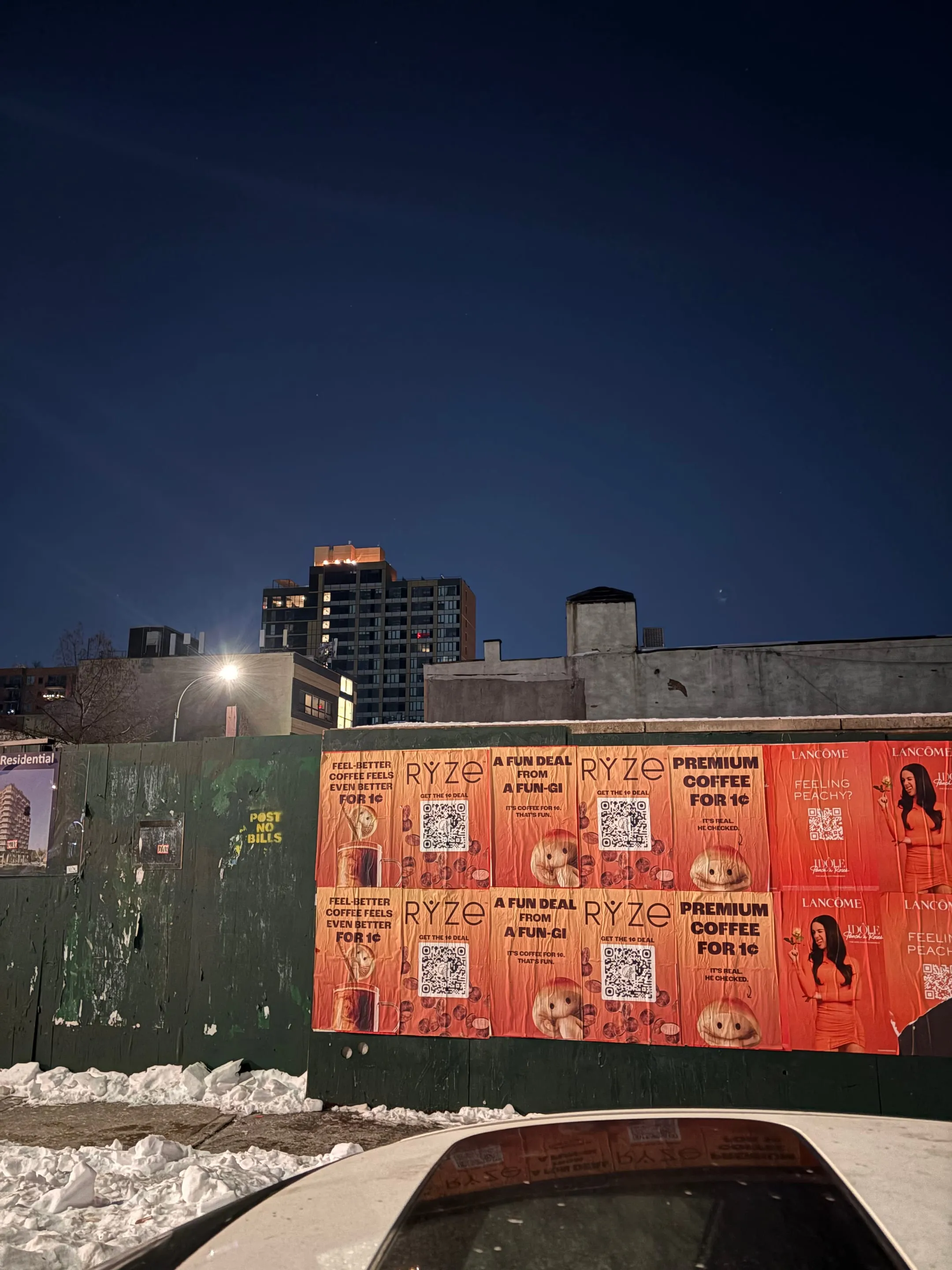 RYZE mushroom coffee wheatpaste poster campaign in New York City, New York City by Beyond Street Media