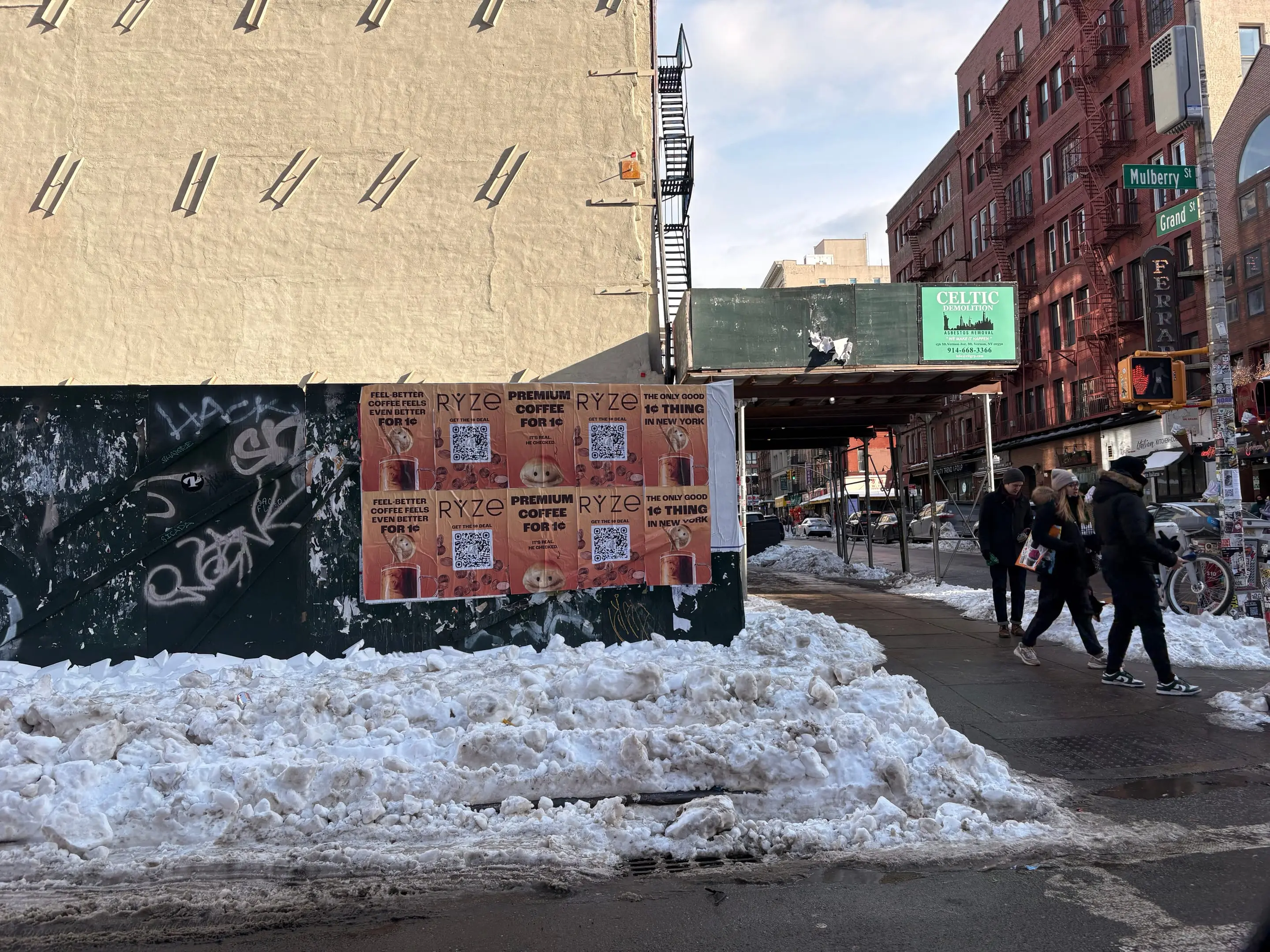 RYZE mushroom coffee wheatpaste poster campaign in New York City, New York City by Beyond Street Media