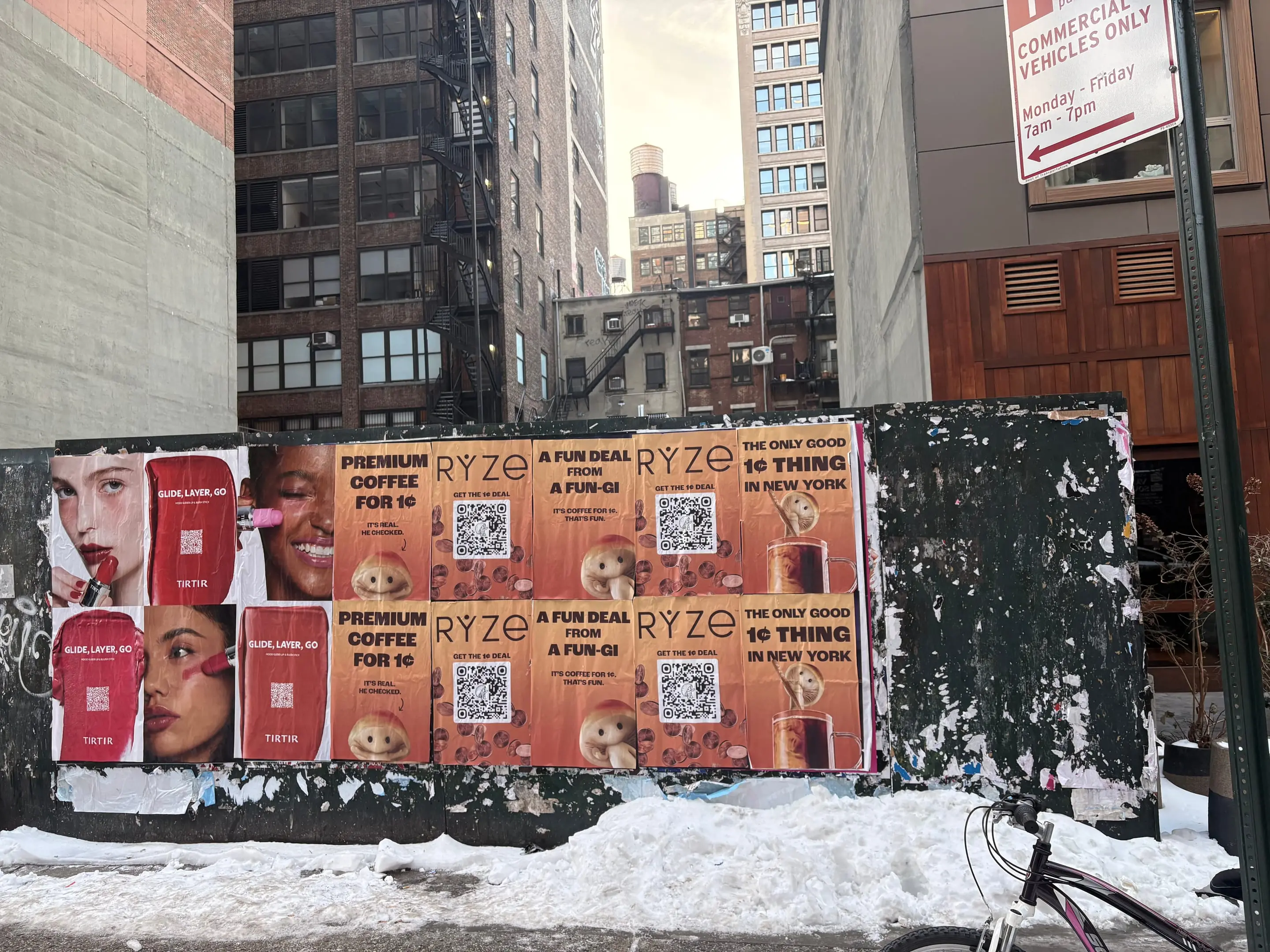 RYZE mushroom coffee wheatpaste poster campaign in New York City, New York City by Beyond Street Media