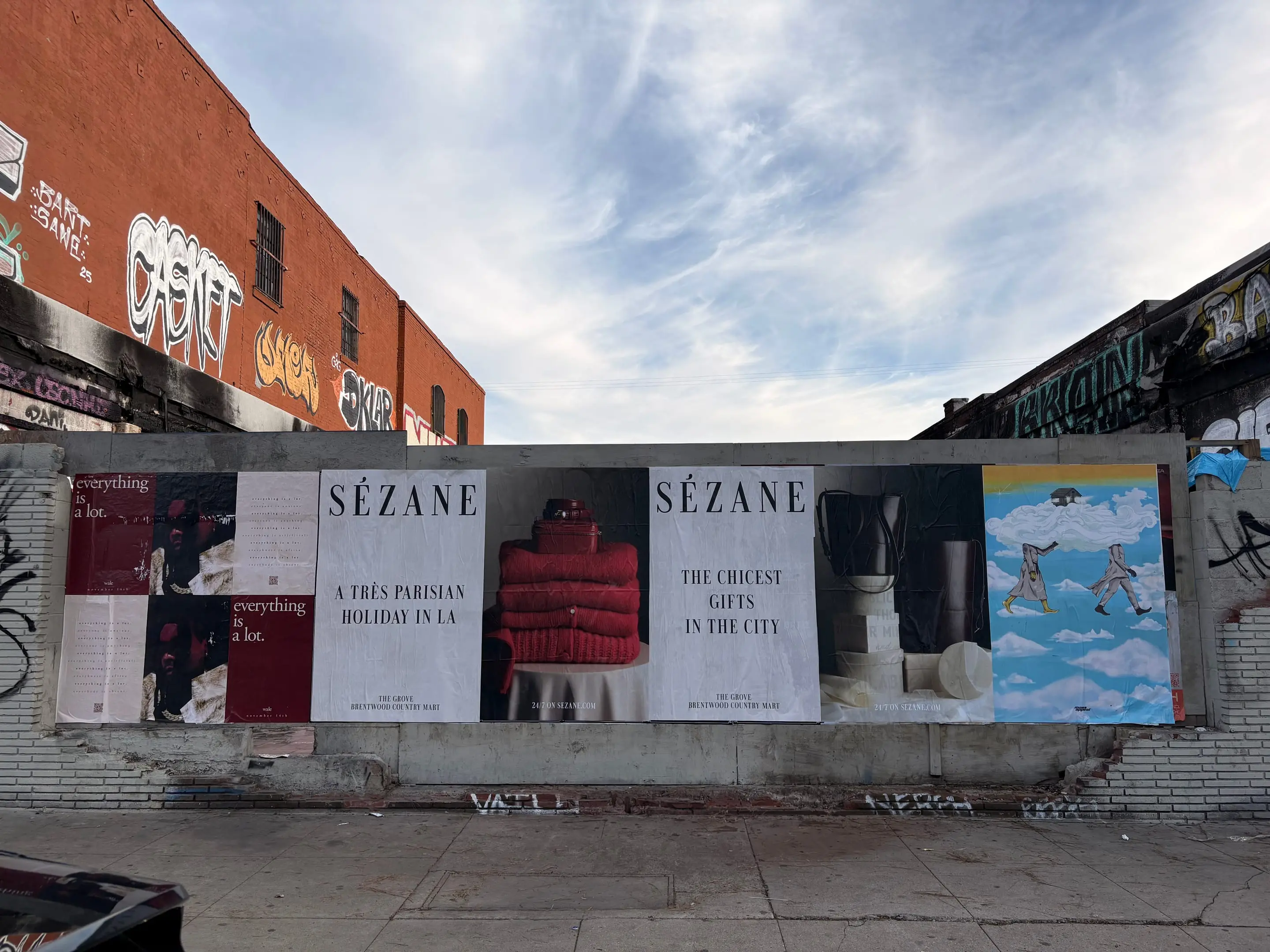 Sézane 'A Très Parisian Holiday in LA' wheatpaste campaign on Sunset Blvd, Los Angeles by Beyond Street Media