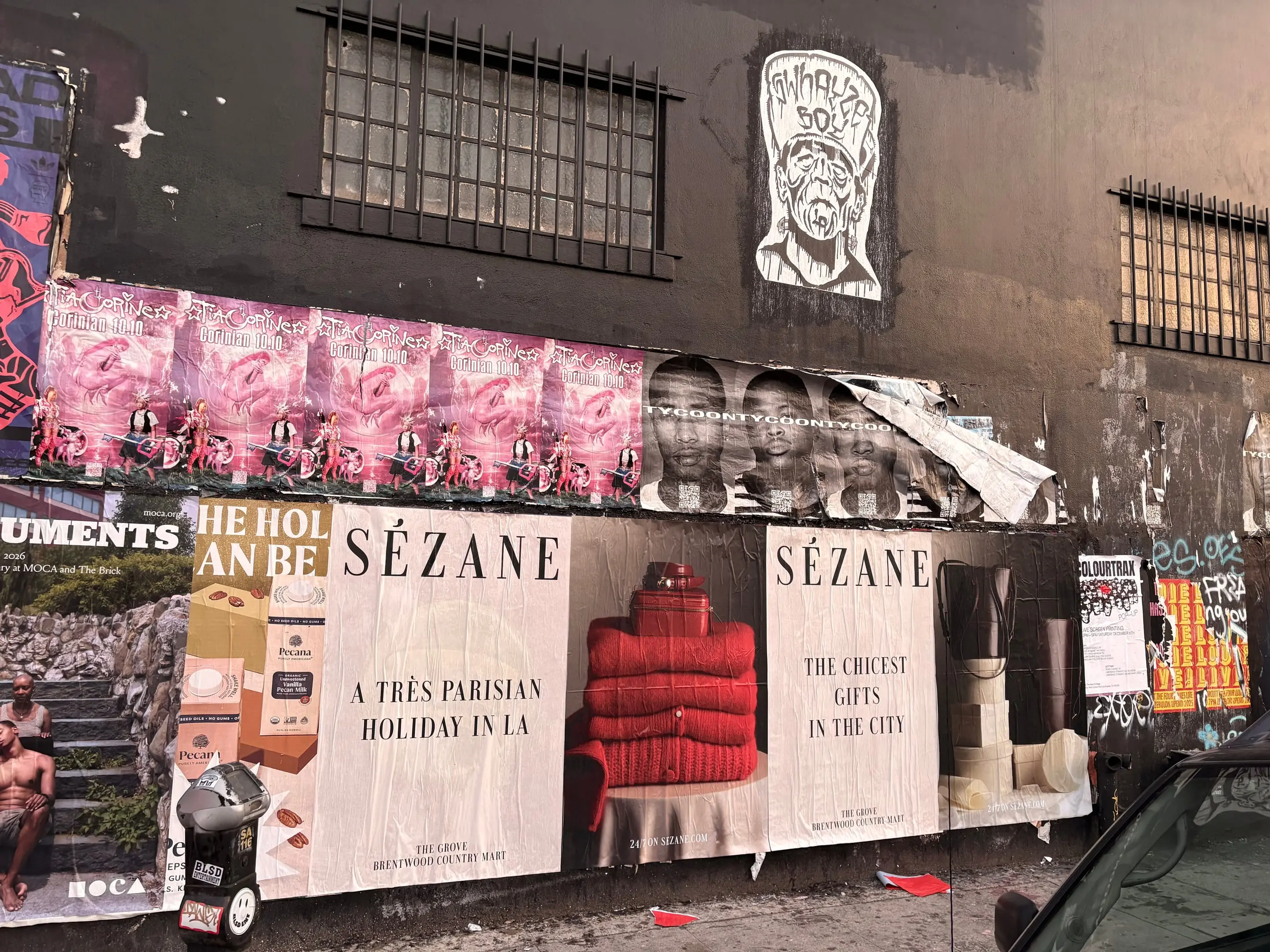 Sézane 'A Très Parisian Holiday in LA' wheatpaste campaign on Sunset Blvd, Los Angeles by Beyond Street Media