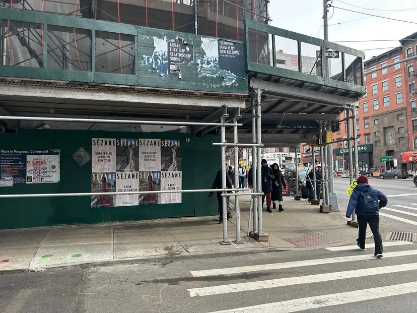 Sézane fashion brand wheatpaste campaign on scaffolding in Tribeca, New York City by Beyond Street Media (photo 1 of 18).