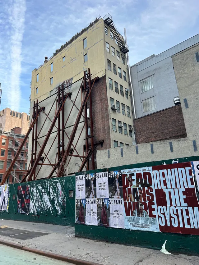 Sézane fashion brand wheatpaste campaign on scaffolding in Tribeca, New York City by Beyond Street Media (photo 5 of 18).
