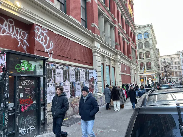 Sézane fashion brand wheatpaste campaign on scaffolding in Tribeca, New York City by Beyond Street Media (photo 7 of 18).