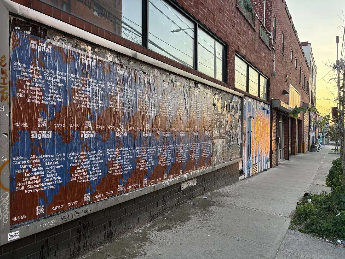 Signal nightclub 'One Year of Signal' anniversary wheatpaste wall in East Williamsburg, Brooklyn, Signal One Year Anniversary Wall, Brooklyn, by Beyond Street Media