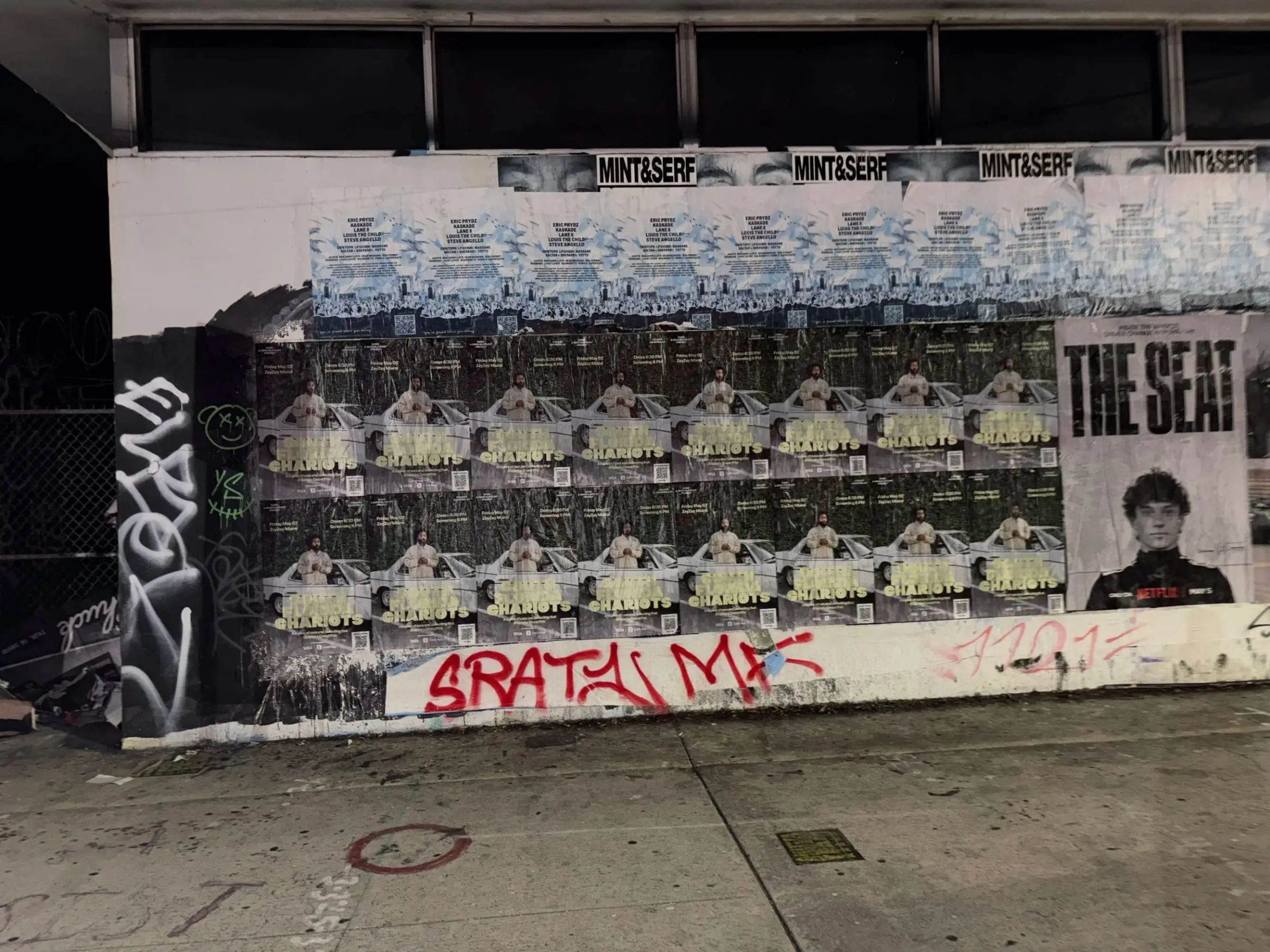 South Florida Chariots wheatpaste poster campaign in Miami, FL by Beyond Street Media