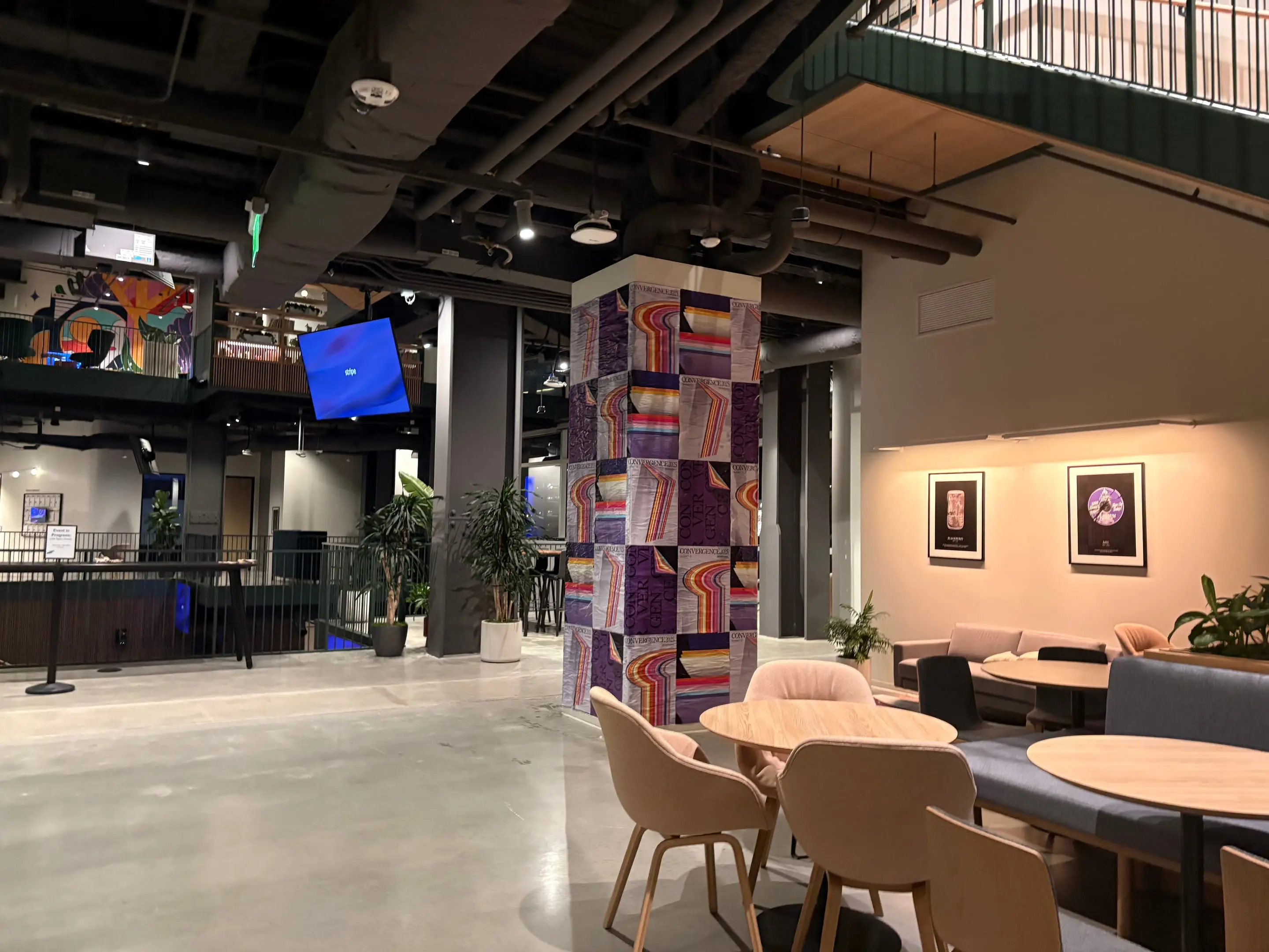 Stripe Convergence interior column wrap installation at SF HQ by Beyond Street Media