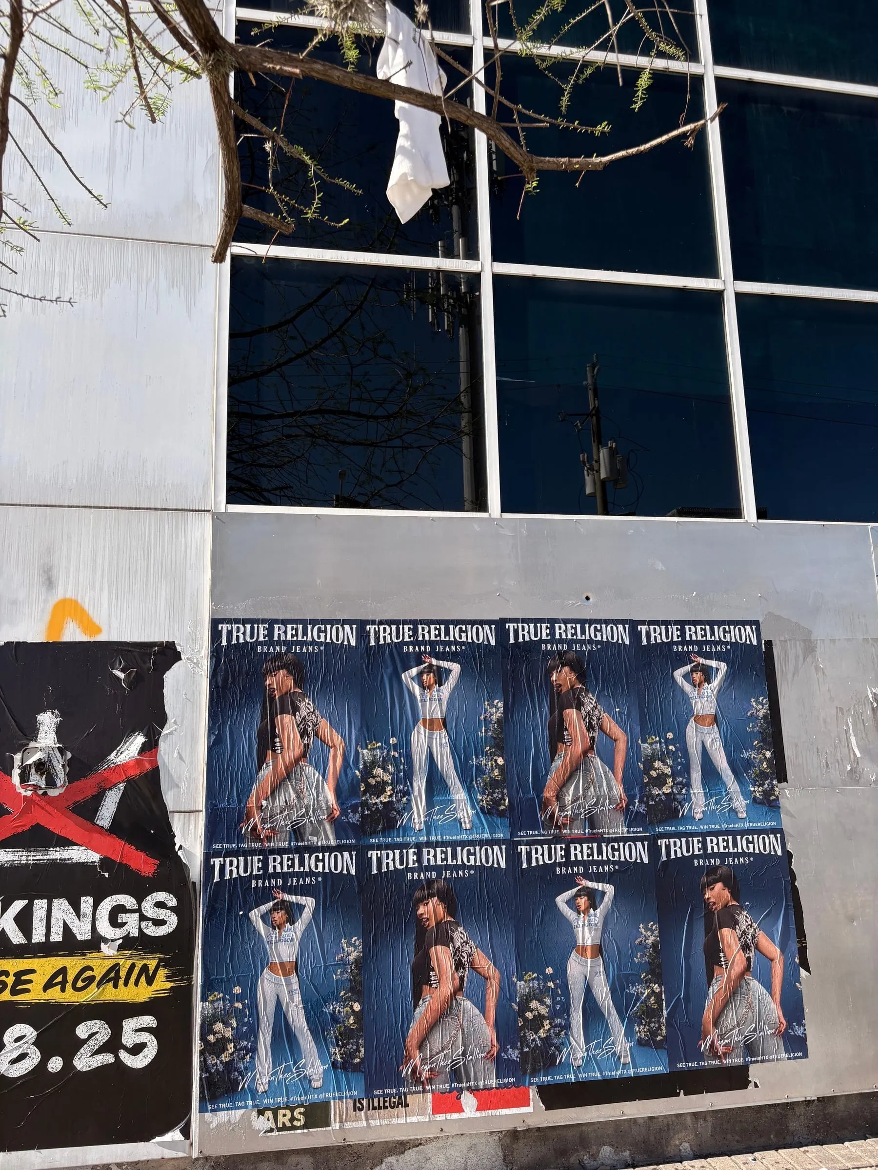 True Religion brand jeans wheatpaste poster campaign in Houston, TX by Beyond Street Media