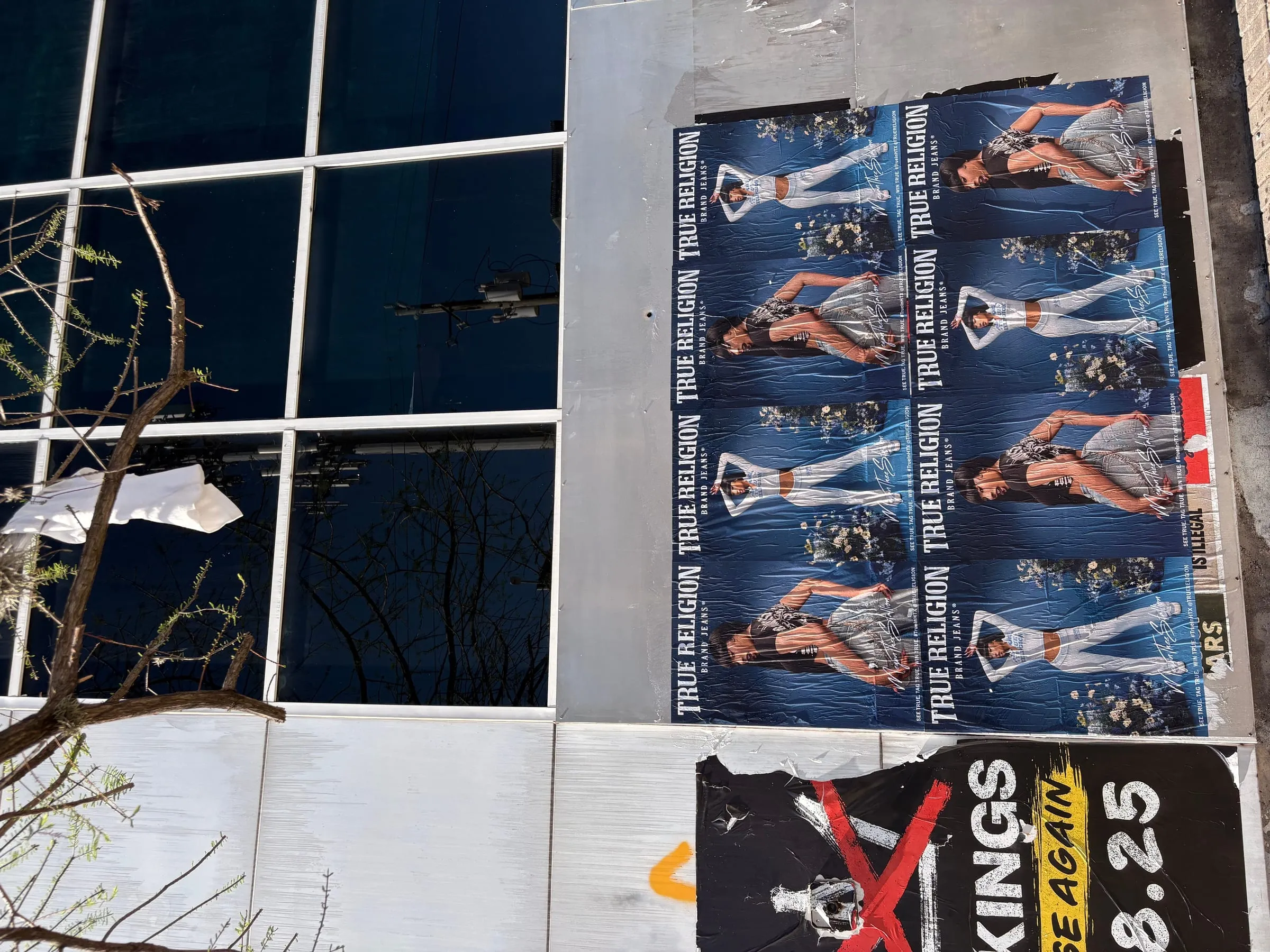 True Religion brand jeans wheatpaste poster campaign in Houston, TX by Beyond Street Media