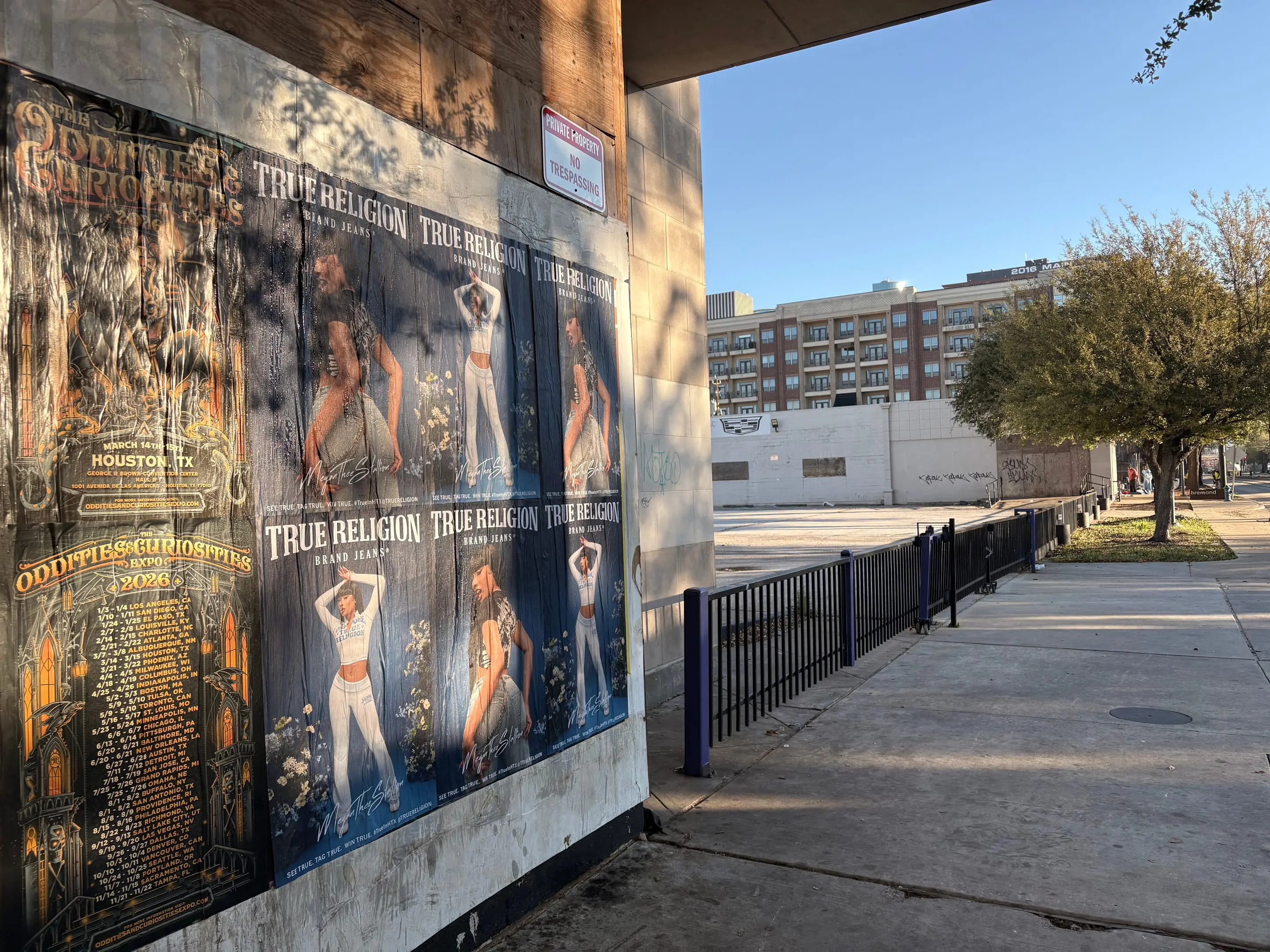 True Religion brand jeans wheatpaste poster campaign in Houston, TX by Beyond Street Media