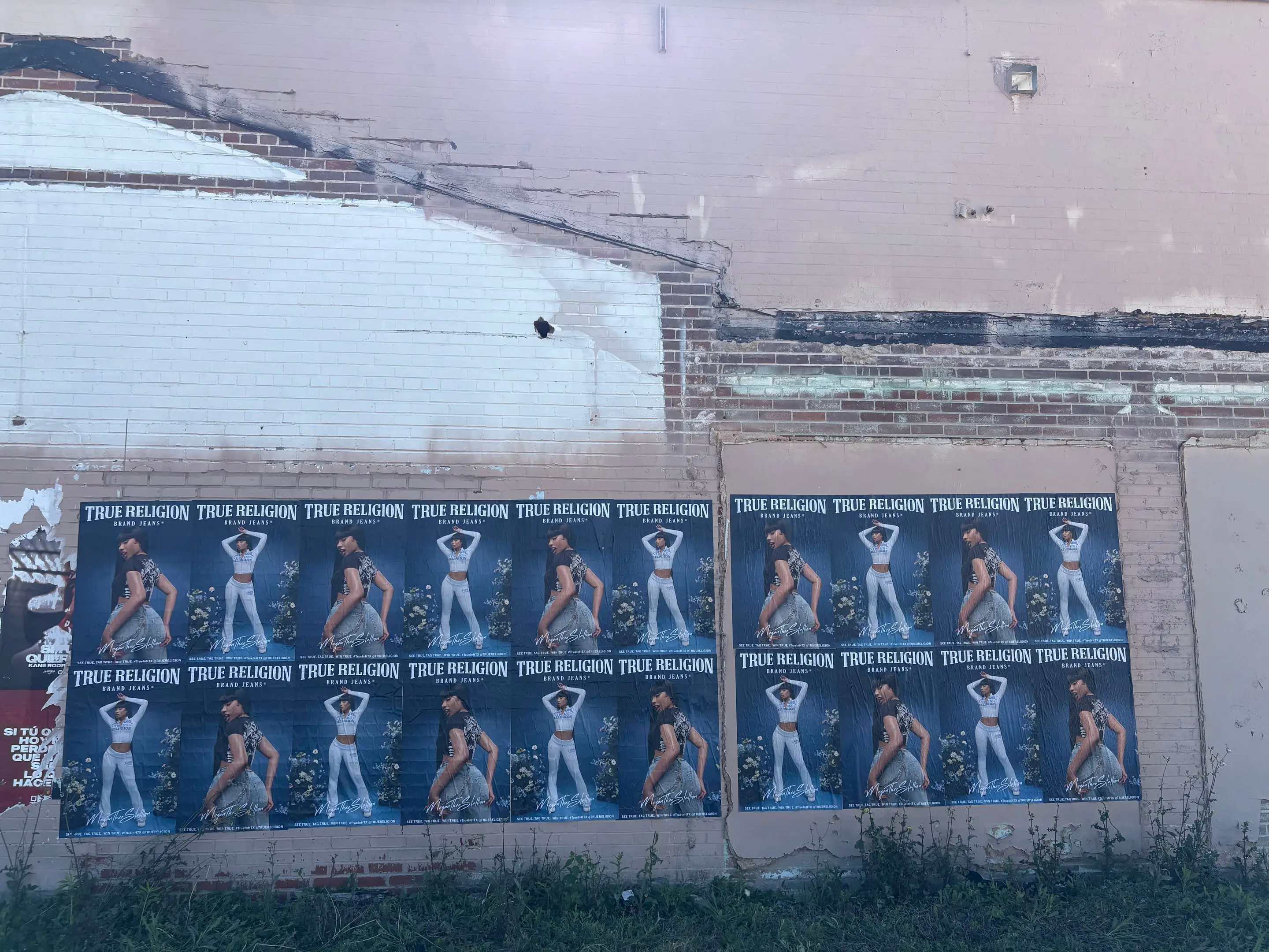 True Religion brand jeans wheatpaste poster campaign in Houston, TX by Beyond Street Media