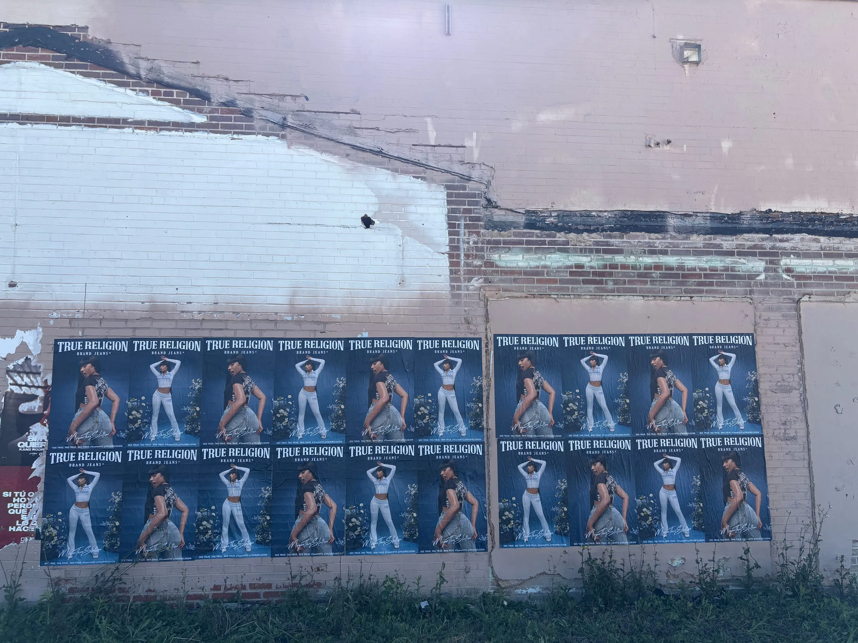 True Religion brand jeans wheatpaste poster campaign in Houston, TX by Beyond Street Media