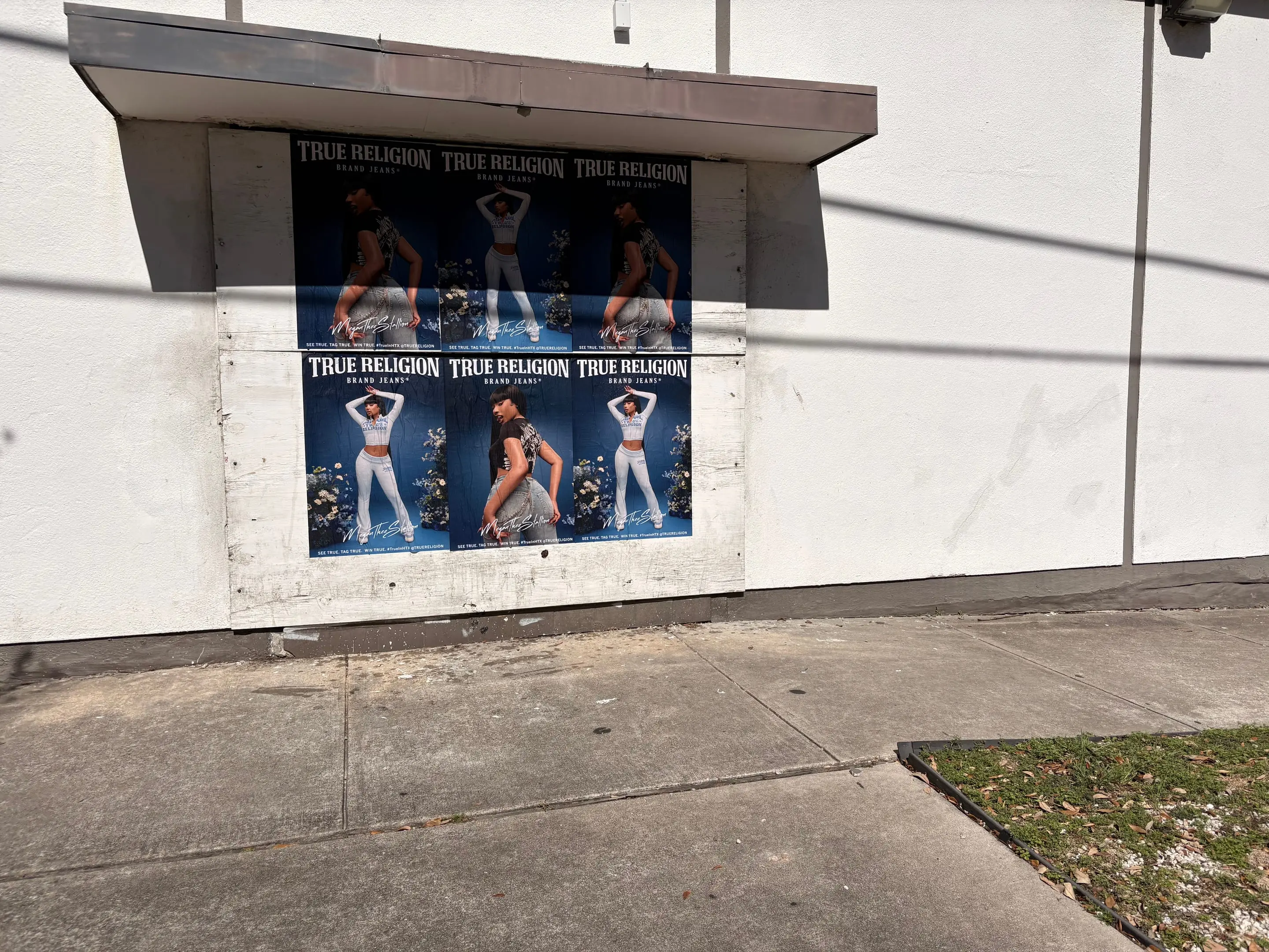 True Religion brand jeans wheatpaste poster campaign in Houston, TX by Beyond Street Media