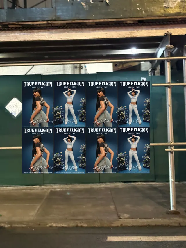 True Religion brand jeans wheatpaste poster campaign in Houston, TX by Beyond Street Media (photo 23 of 39).