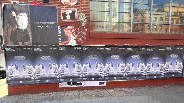Yonex Percept 'Midnight Has Arrived' tennis racket launch - wheatpaste poster install in New York City by Beyond Street Media (photo 5 of 14).